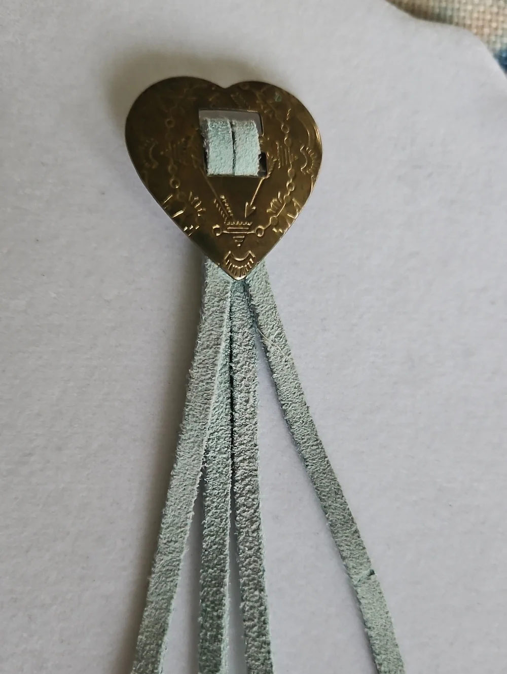 Vintage Brass Heart Tassel Pendant
